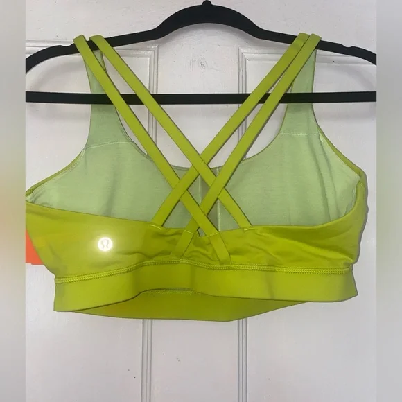 Lime Green Strappy Sports Bra - Picture 2 of 3